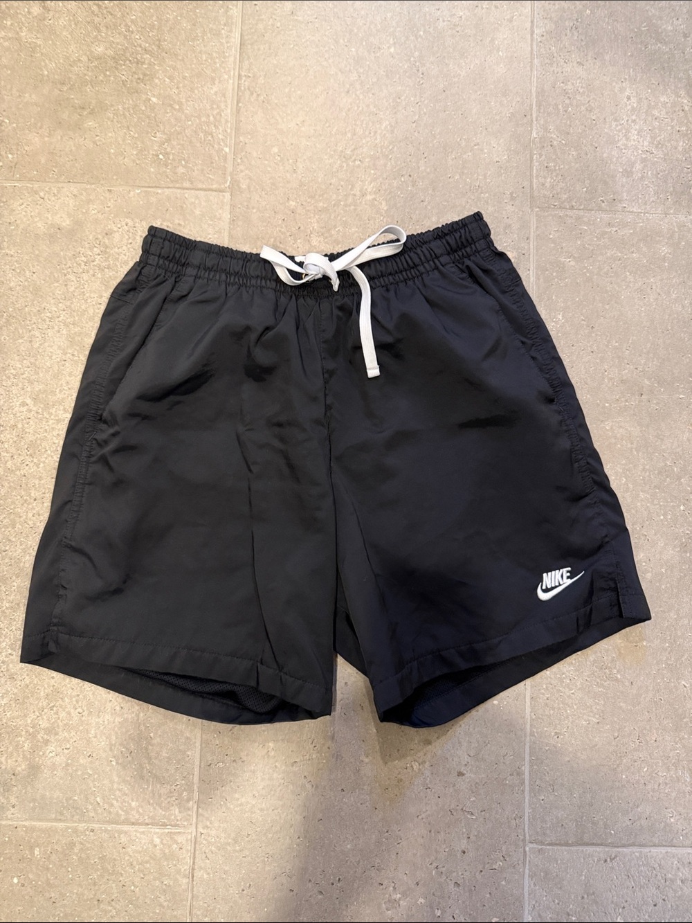Nike Black Athletic Shorts with White Drawstring